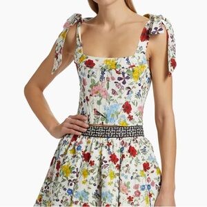 Alice + Olivia Floral Crop Top with Bow Straps